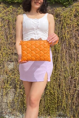 Portfolio-Clutch mit Herzmuster für Damen in Orange, 25 x 19 cm - 4