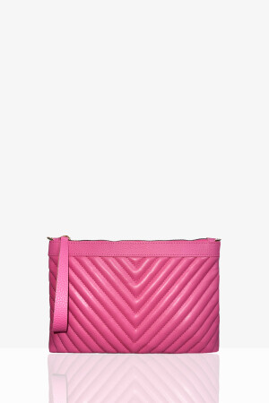 PORTFOLIO- UND UMHÄNGETASCHE AUS BESTICKTEM Kunstleder in Fuchsia - 4