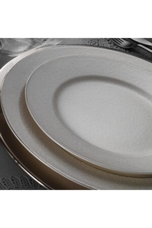 Porzellan Bone Calypso 62-teiliges Platin-Geschirrset für 12 Personen Bnkl62yt4301077120 P203YMT. 60741. 01 - Kütahya Porselen