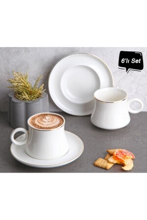 Porzellan-Tee-Nescafe-Tassen-Set für 6 Personen - 1