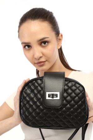 حقيبة من نوع أسود من نوعها ذات أصل أنيق للمرأة مع الملحقات العجائزة ثلاثة أقسام - Blue Fashion