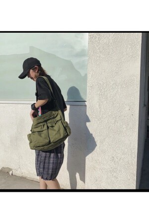 Postman-Tasche mit Cargo-Tasche, Unisex, Khaki-Grün, Innenvolumen, groß, Street-Style, Postman-Cargo-Tasche, Postman - 6