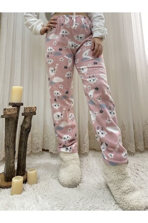 Powder White Moon Fleece-Pyjamahose für Damen, Winter-Einzelhose mit elastischer Taille - 1