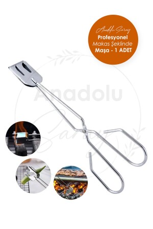 Praktische Schere aus Stahl für Salat, Grill, Grill und Servierzange – 1 Stück - 5