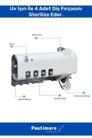 Praktischer, über USB wiederaufladbarer und solarbetriebener automatischer Zahnpasta-Ausdrücker, 4-teiliger Zahnbürstenhalter, zerlegbar, einfache Installation, Sterilisationsset - 5