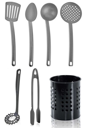 Praktisches 7er-Set, feuerfestes, antihaftbeschichtetes Teflon-Servierset, 220 Grad, langlebiges und schwarzes Metallbesteck LGY-00047 - 2