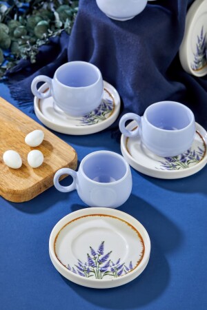 Pralles, vergoldetes Lavendelmuster, 12-teiliges Luxus-Kaffeetassen-Set aus Keramik für 6 Personen, Kaffeetassen-Set - 1