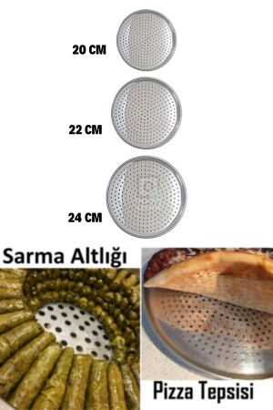 Pratik Lüx Paslanmaz Çelik Pizza Pişirme Altlığı 3 Lü Tepsi Seti 20-22-24 cm Master Chef Pizza Qniay-Chef3lüset - 5