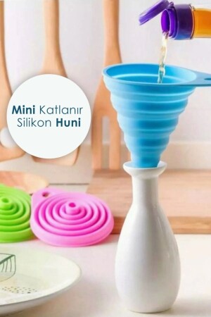 Pratik Mini Silikon Katlanır Huni Akordeon Huni Katlanır - 1 Adet - 1