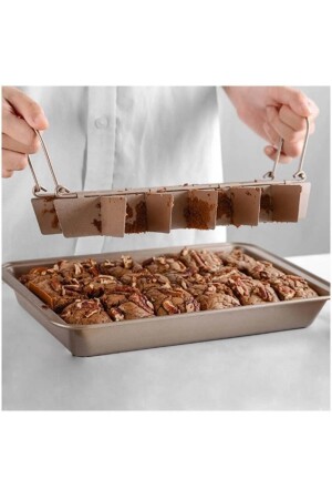 Pratik Paslanmaz Çelik Yanmaz Yapışmaz 18 Bölmeli Brownie Kek Kalıbı | Kek Kalıbı Fırın Tepsisi Brownie.Kalibi - 3