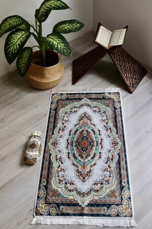 Pratik Ve Taşınabilir Ipek Dokulu Keseli Seccade Halı Desen S100112 - Bilenler