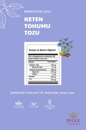 Prebiyotik Lifli Keten Tohumu Tozu - 180 G - Vegan & Glutensiz & Koruyucusuz - 2