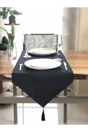 Premier Duck Keten-siyah Runner Örtü - Desen Izmir