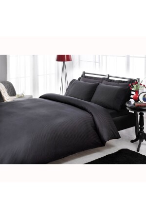 Premium Basic Doppelbett-Bettbezug-Set, gestreift, Schwarz, PRA-3552147-9354 - 1