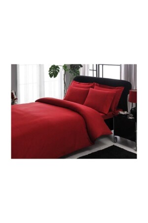 Premium Basic King Size Bettbezug-Set aus Baumwollsatin – Rot 60117197 - 1