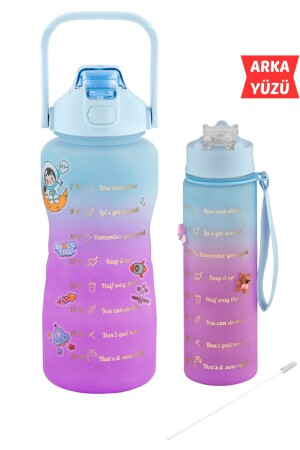 Premium Bpa Free 2er-Pack motivierende 2-Liter-Wasserflasche + 750-ml-Flasche Wasserflasche, Wasserflasche, Trinkflasche PremiumMotivationSET - 4