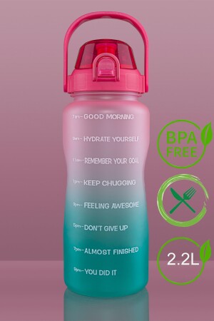 Premium-Flasche 2. 2 Liter motivierende Tritan-Wasserflasche (BPA-FREI) WalkeMatara - 2