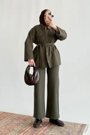Premium Gabardin Ceket Takım Haki - Nuuwears