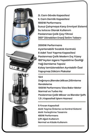 Premium Inox 24 Parça Avantajlı Elektronik Evlilik Paketi Elektrikli Mutfak Çeyiz Seti BY5715 - 10