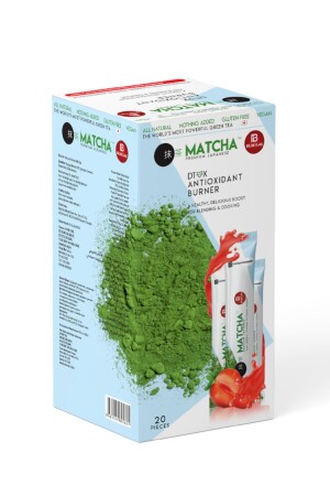 Premium Japanese Çilek Aromalı Detox Burner Form Matcha Çayı 1 Kutu - 3