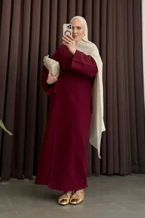 Premium Keten Anvelop Etek Takım Bordo - Nuuwears