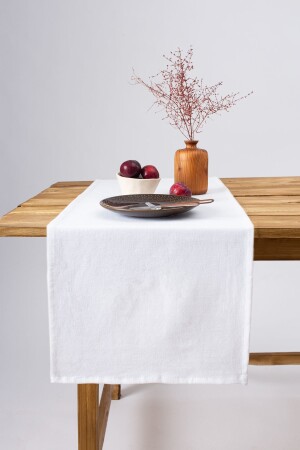 Premium Keten Beyaz Runner 40 X 150 Cm - Wellstil