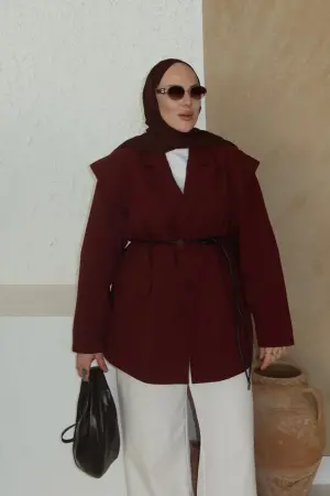 Premium Kol Detay Ceket Bordo - Nuuwears