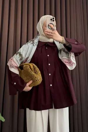 Premium Nervürlü Gömlek Mürdüm - Nuuwears
