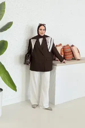 Premium Oversize Blazer Ceket Kahve - Nuuwears