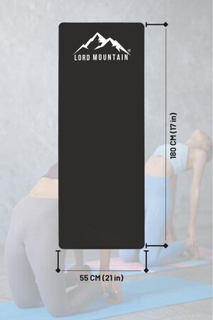 Premium Pilates Yoga Matı-Spor Matı-Egzersiz Matı-Pilates Minderi-Kaymaz Taban-180x55 cm 10 mm Siyah - 7