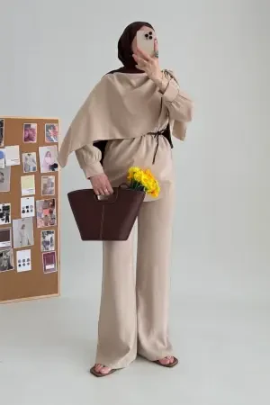 Premium Schal-Kragen-Set Beige - Nuuwears