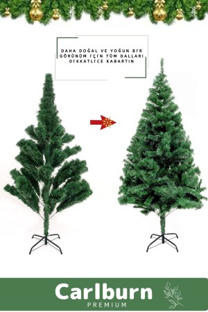 Premium Süsleme Set Yılbaşı Beyaz Çam Ağacı Renkli Işığı Yeni Yıl Süsleri Noel Paketi 150 Cm 220 Dal - 3