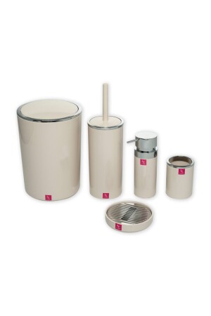 Primanova Lenox 5-teiliges Badezimmerzubehör-Set – Beige EVIDEA7029 - 4