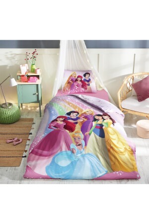 Princess Rainbw Tek Kişilik Disney Lisanslı Lastikli Fitted Çarşaf Çocuk Nevresim Takımı PR-EVTEKSTILI-58049901327 - 5