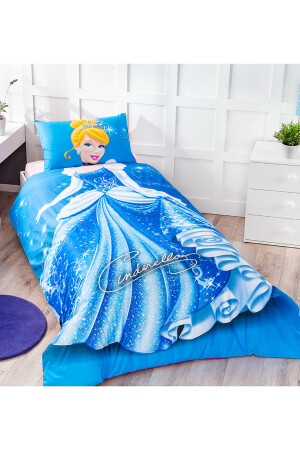 Prinzessin Aschenputtel – Rapunzel Einzelbettbezug-Set für Kinder, lizenziert von Disney, Blau, Doppelbett, CİNDERELLA - 4