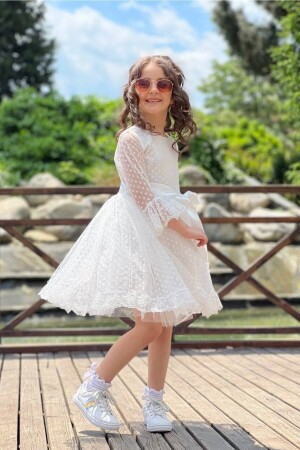 Prinzessin-Modell, weißes Kinder-Abendkleid ABY4441 - 1