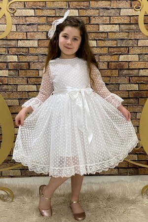 Prinzessin-Modell, weißes Kinder-Abendkleid ABY4441 - 4