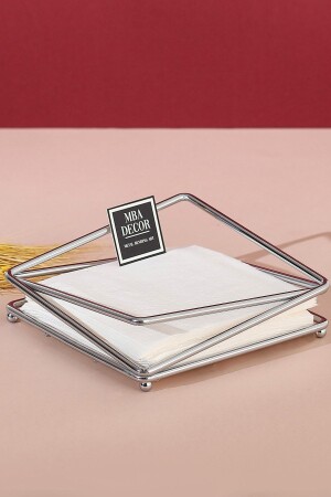 Prism Model Silver Stainless Filled Iron Serviette Holder Presentation Kitchen Tableware 18x18 PRZMPCT - 1