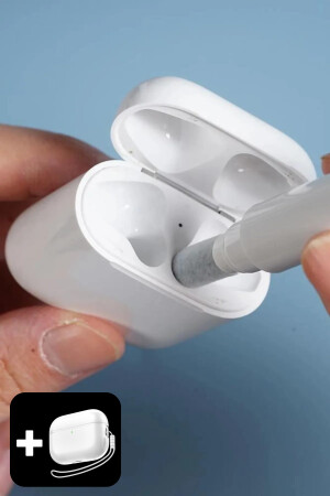 Pro 2.Nesil Uyumlu Şeffaf Premium Kulaklık Kılıfı, Kulaklık İpi ve 3'ü 1 Arada Temizleme Kalemi Seti PRO2SEF3PCS - 4