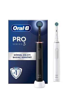 Pro 3 - 3900 - Siyah Beyaz 2'li Şarj Edilebilir Diş Fırçası Seti - 1