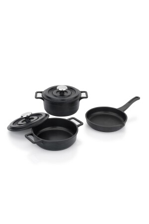 Pro Cast Mini Kochgeschirr-Set aus Gusseisen, 5-teilig, Schwarz, 1S5737-20003-SIY01 - 5