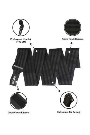 Pro Knee Wraps Diz Bandajı 2'li Paket - Cırt Bantlı Siyah - 2
