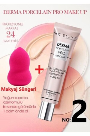 Pro Makeup Waterproof Spf15 Derma Porselen Kapatıcı Fondöten - Makyaj Süngeri - 3