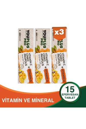 Pro Vitamin C- D- Çinko & Propolis 15 Efervesan Tablet 3 Adet - 1