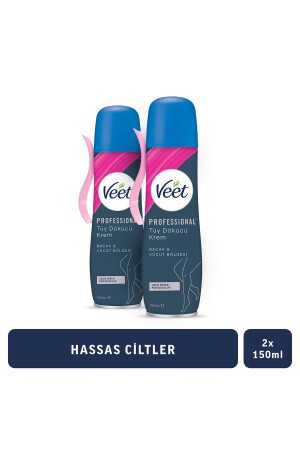 Professionelles Enthaarungscremespray für empfindliche Haut im Bein- und Körperbereich, 150 ml, 2 Stück - 2