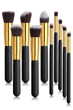 Professionelles Make-up-Pinsel-Set, 10-teilig, schwarzer Griff – Rouge – Puder – Concealer – Lidschattenpinsel – Kontur - 2