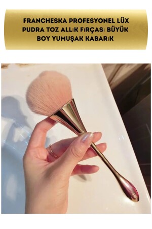 Profesyonel LÜX PUDRA toz allık fırçası büyük boy yumuşak kabarık Gold Tasarım - Francheska