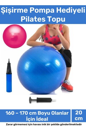 Profesyonel Seri Dayanıklı Yüksek Kalite Mini Gymball 20cm Mavi Pilates Topu Şişirme Pompa - 1