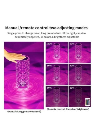 Projeksiyon Masa Lambası Kristal Elmas Led Dokunmatik Sensör Usb Şarj Restoran Masa Lambası - 5