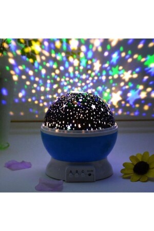 Projektörlü Yansıtmalı Çocuk Bebek Odası Gece Lambası Mavi - 1